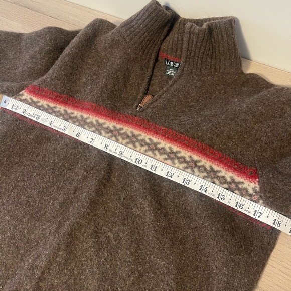 J. Crew | Lambswool Brown Fair Isle Quarter Zip Sweater Size Large - Picture 4 of 5